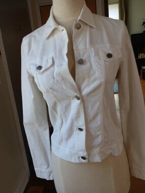 THEORY lightweight fine wale corduroy jacket in white cotton blend size S